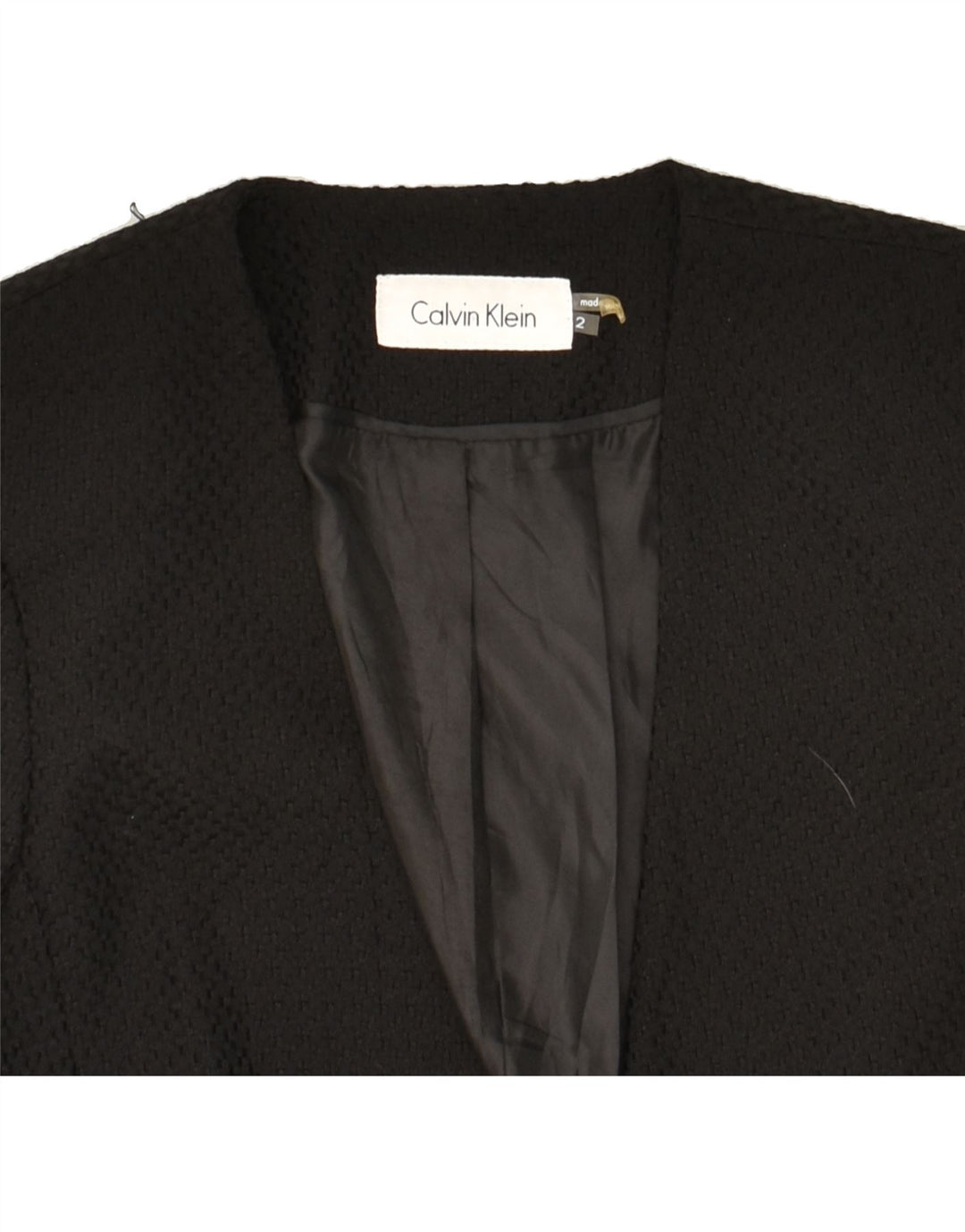 CALVIN KLEIN Womens 1 Button Blazer Jacket UK 2 2XS Black Polyester Vintage Calvin Klein and Second-Hand Calvin Klein from Messina Hembry 