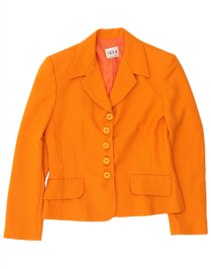 Vintage mujer 5 botones Blazer chaqueta IT 42 poliéster naranja medio