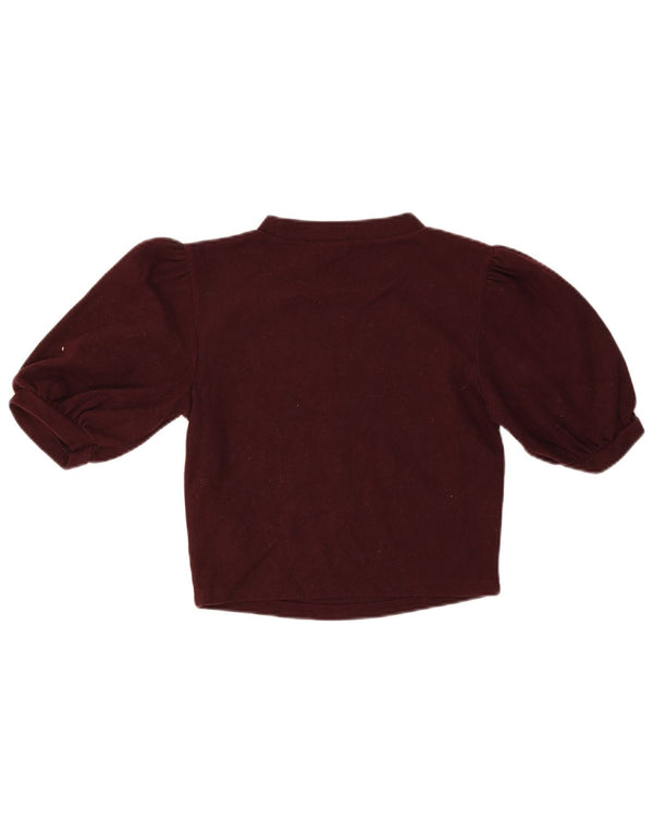 Zara Mujer Blusa Corta Top UK 8 Small Borgoña