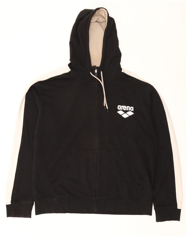 Arena Sudadera con capucha y cremallera gráfica para hombre 2XL Algodón negro con bloques de color