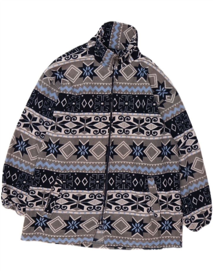 VINTAGE Chaqueta polar para hombre Reino Unido 40 Grande Gris Fair Isle