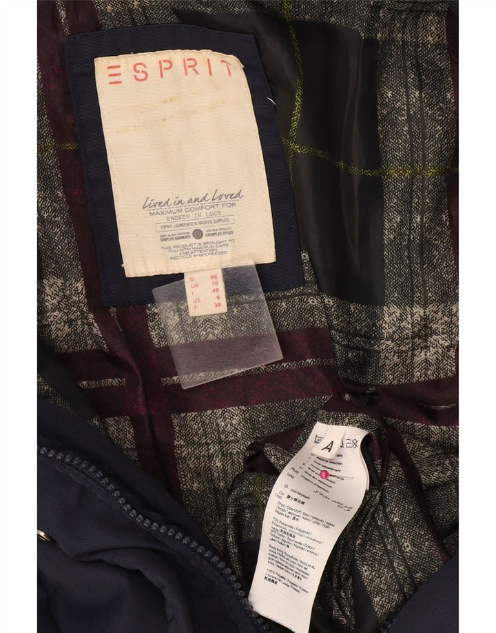 Esprit Abrigo acolchado con capucha para mujer UK 10 Small Azul marino Poliamida