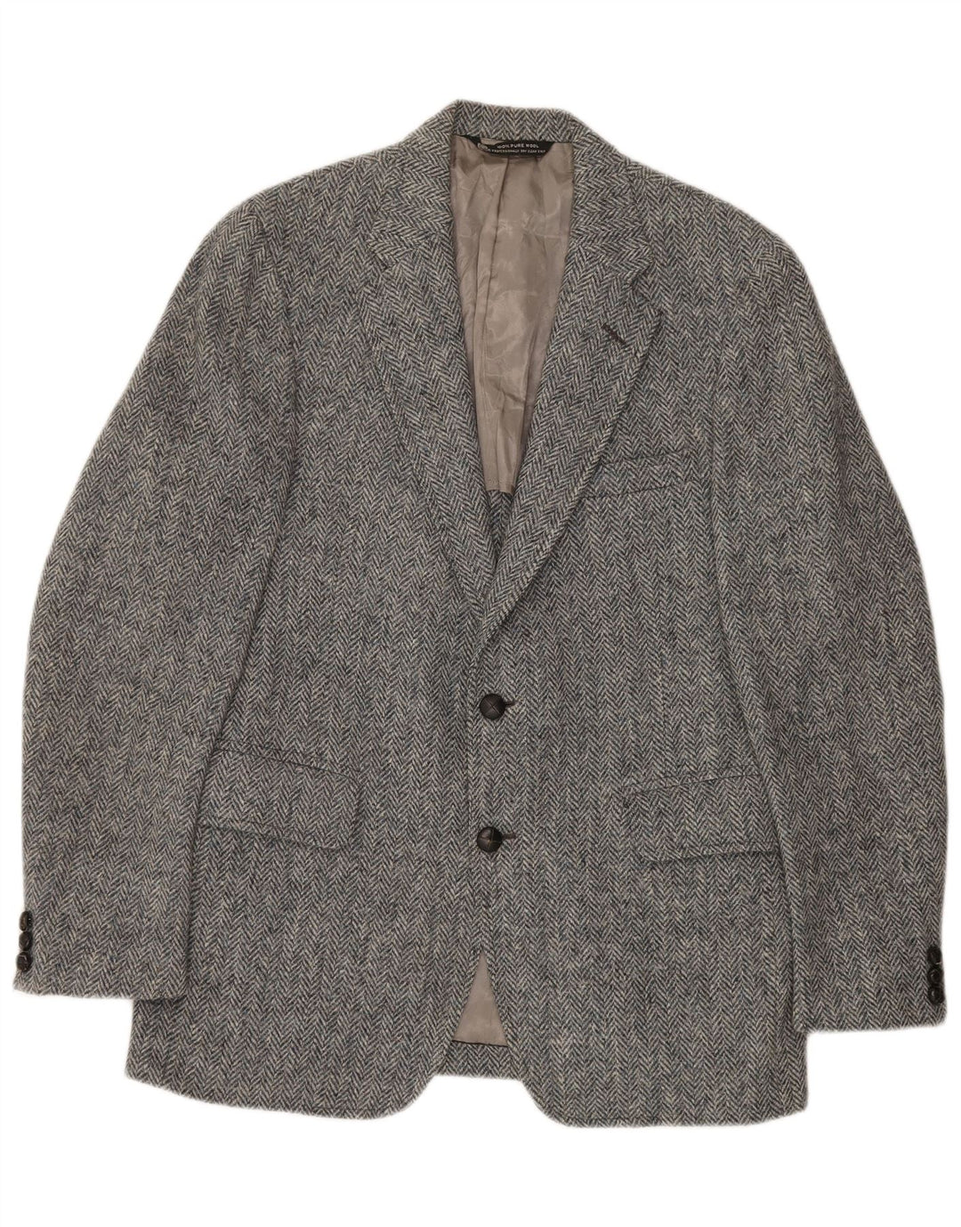 J.S.A. BANK Chaqueta tipo blazer de 2 botones para hombre UK 38 Lana en espiga gris medio