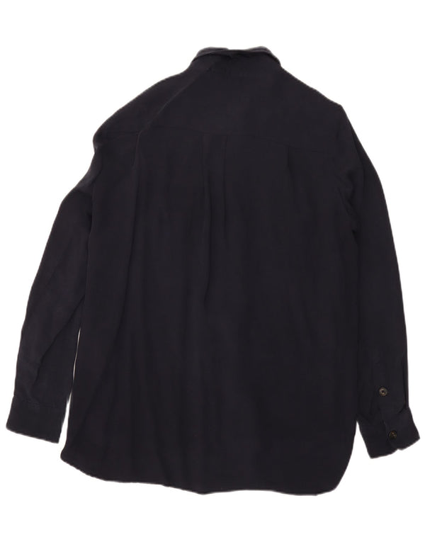 Massimo Dutti Camisa De Pana Holgada Para Mujer UK 44 Medium Azul Marino Cupro