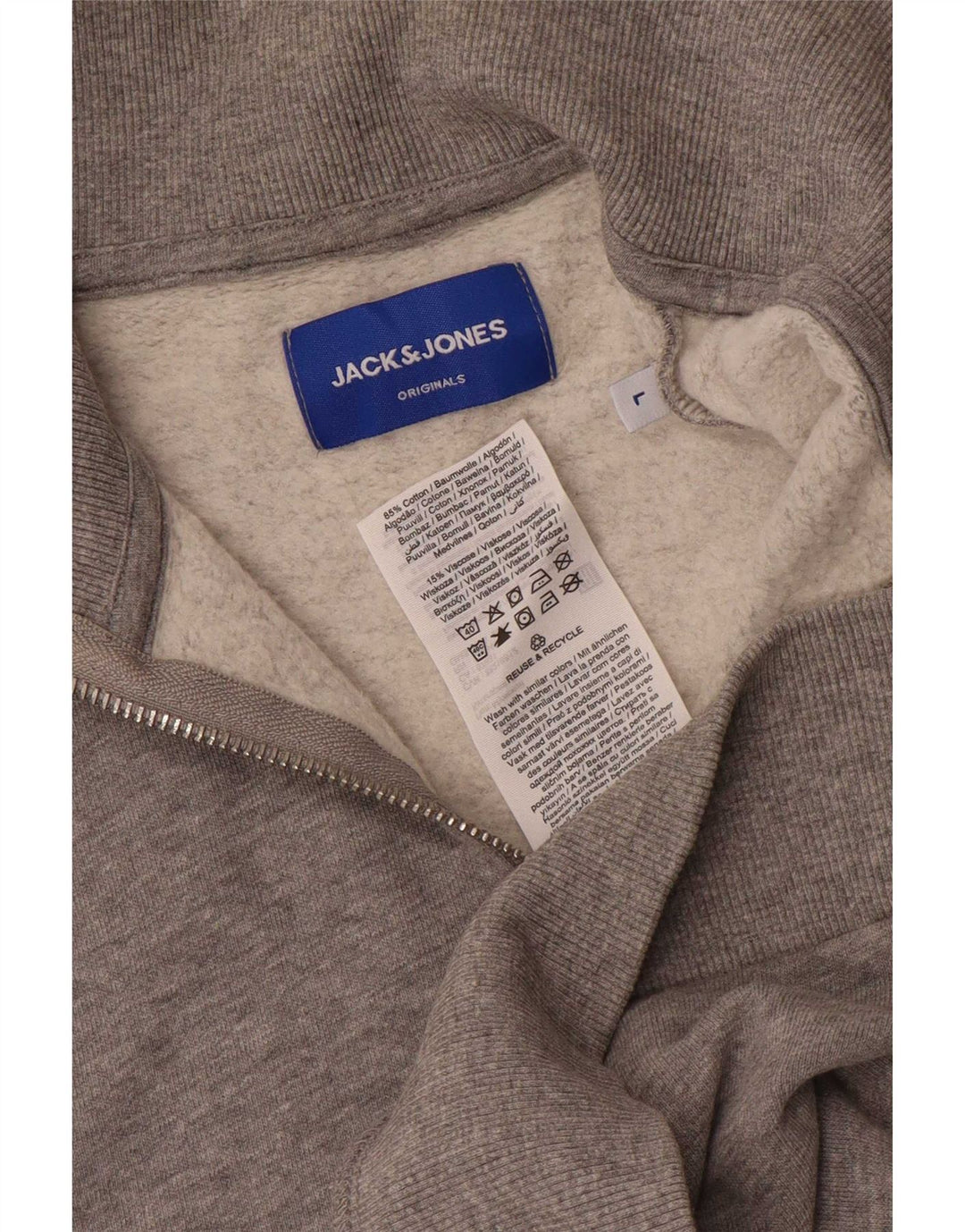 Jack & Jones Hombre Gráfico Zip Neck Sudadera Jumper Large Gris Moteado