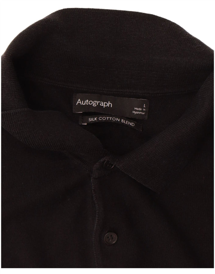 Marks & Spencer - Jersey con cuello tipo polo para hombre, talla grande, color negro