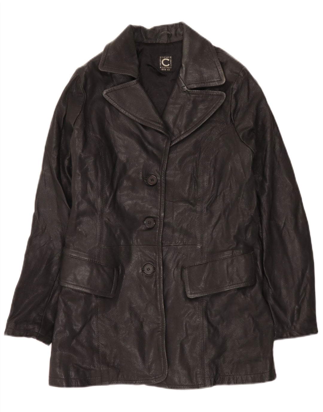 Abrigo de cuero vintage para mujer IT 42 Medio Negro