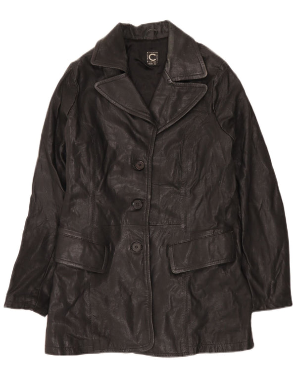 Abrigo de cuero vintage para mujer IT 42 Medio Negro