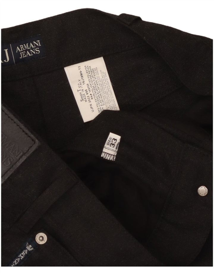 Armani Hombre Pantalones Casuales Rectos W33 L29 Poliéster Negro