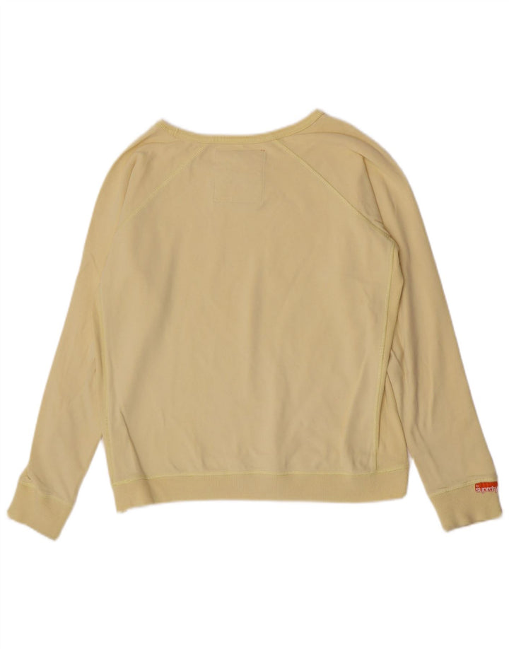Superdry Mujer Top Manga Larga UK 44 Grande Algodón Amarillo