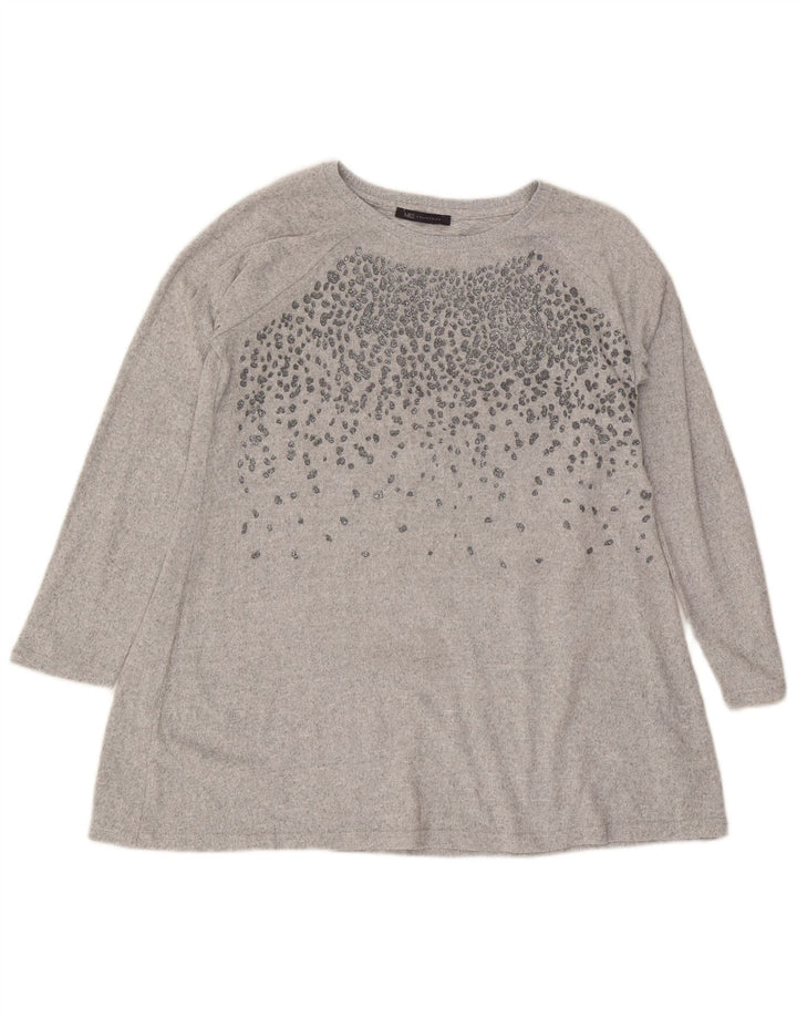 Marks & Spencer Top tipo túnica de manga larga para mujer UK 46 Poliéster gris grande