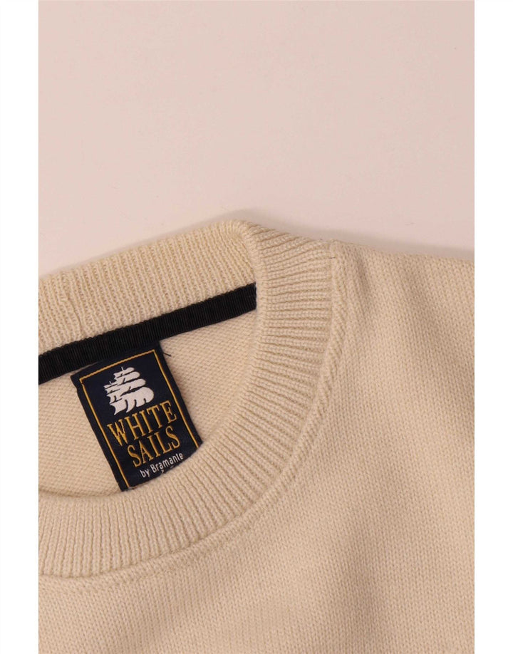 Jersey con cuello redondo para hombre White Sails, color beige medio, geométrico