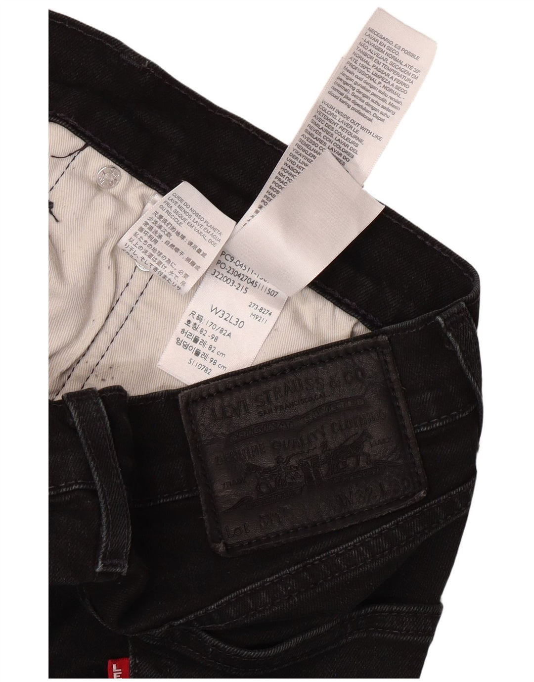 LEVI'S Vaqueros ajustados para hombre W32 L30 Algodón negro