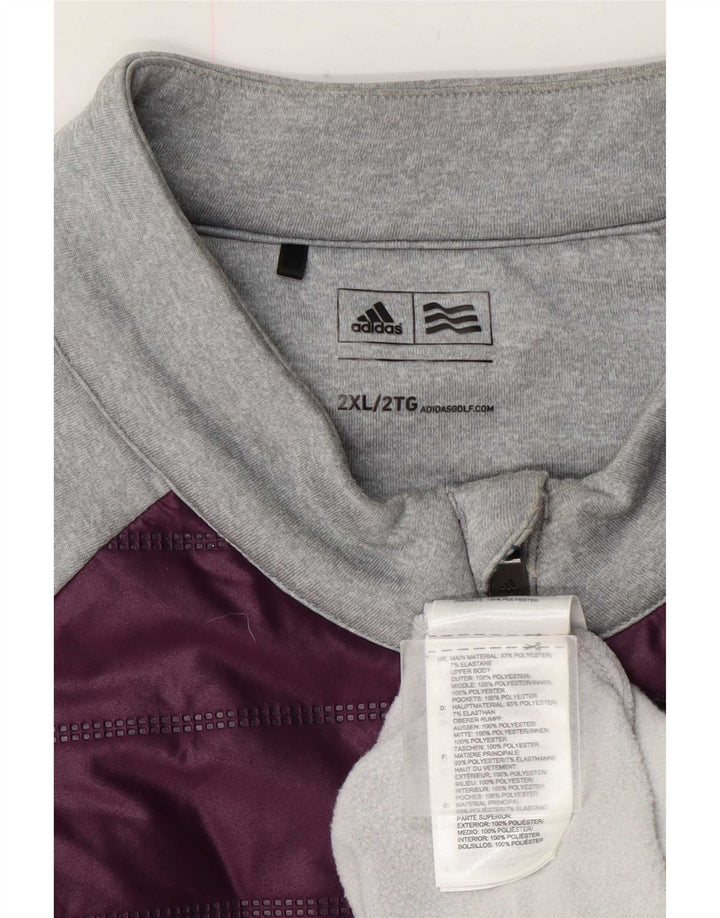 Adidas - Chándal con cremallera y cuello para hombre, talla 2XL, color gris, poliéster