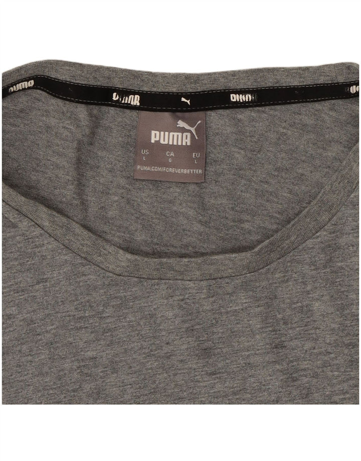 PUMA Mens T-Shirt Top Large Grey Cotton