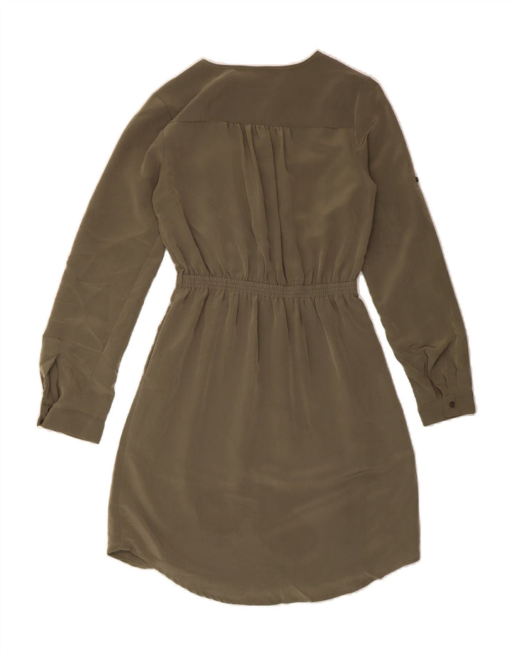 MOSSIMO Womens Long Sleeve A-Line Dress UK 6 XS Khaki Polyester Vintage Mossimo and Second-Hand Mossimo from Messina Hembry 