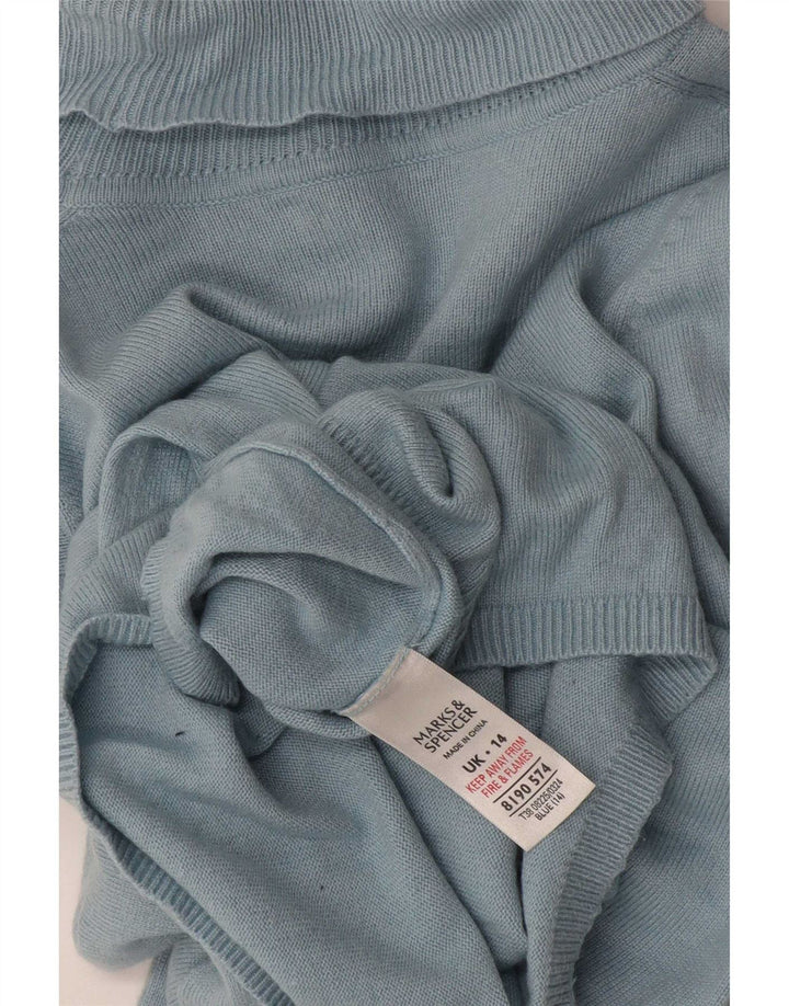 Marks & Spencer Jersey con cuello vuelto para mujer UK 44 Viscosa azul medio
