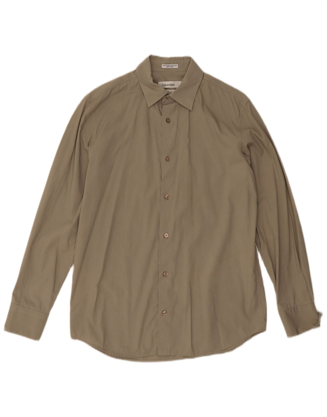 Calvin Klein Camisa Modern Fit para Hombre Algodón Caqui Pequeño