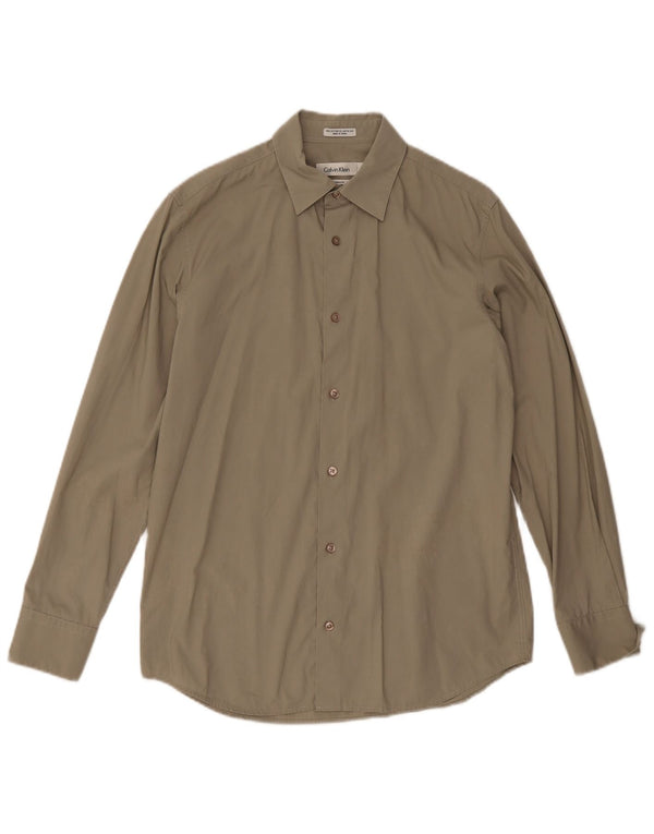 Calvin Klein Camisa Modern Fit para Hombre Algodón Caqui Pequeño