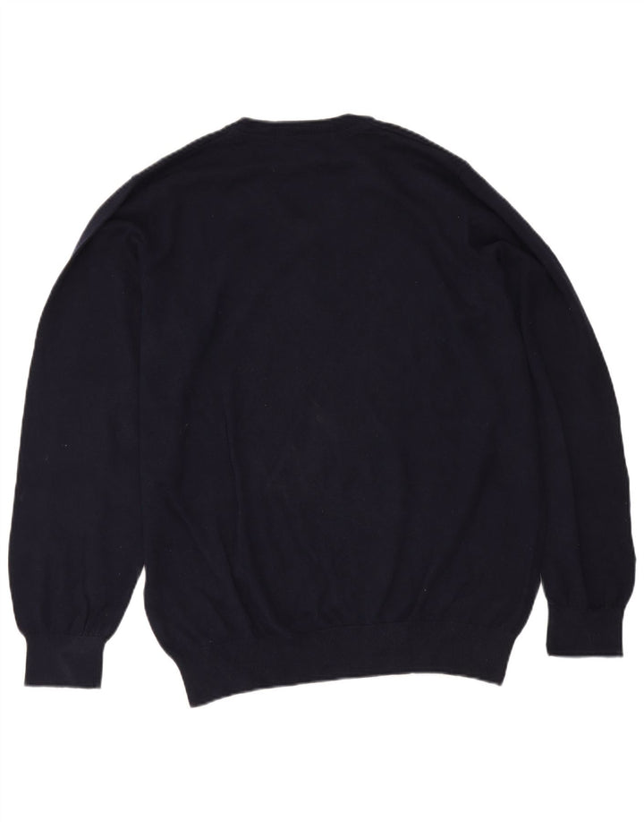 L.L.Bean - Jersey con cuello en V para hombre, talla grande, algodón azul marino