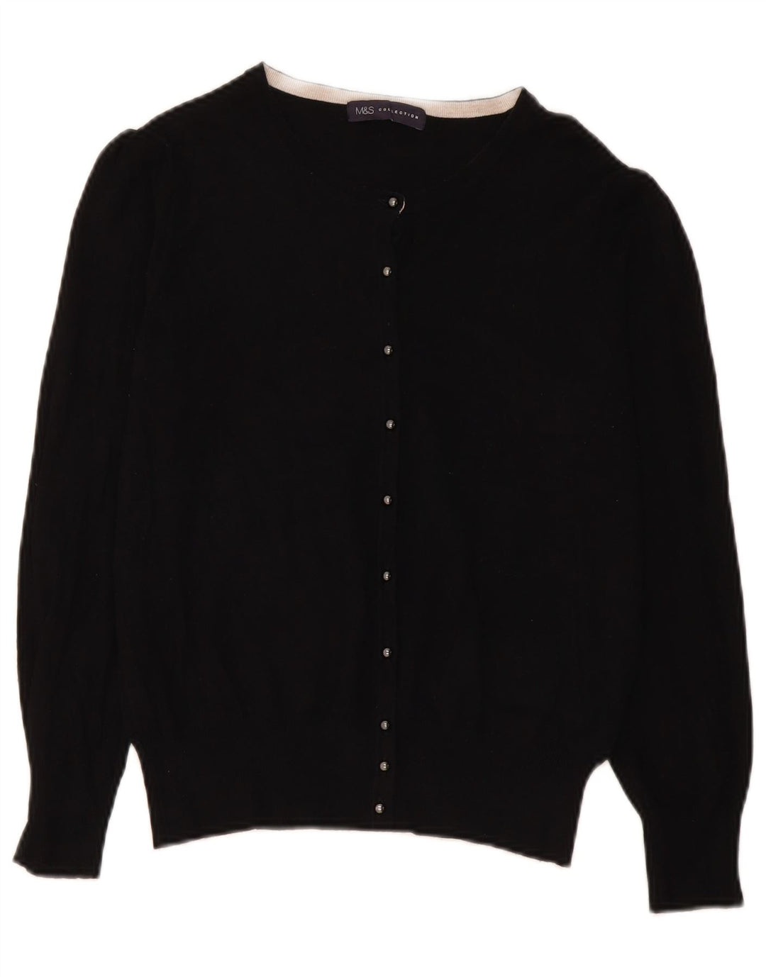 Marks & Spencer Suéter tipo cárdigan para mujer UK 44 Viscosa negra mediana