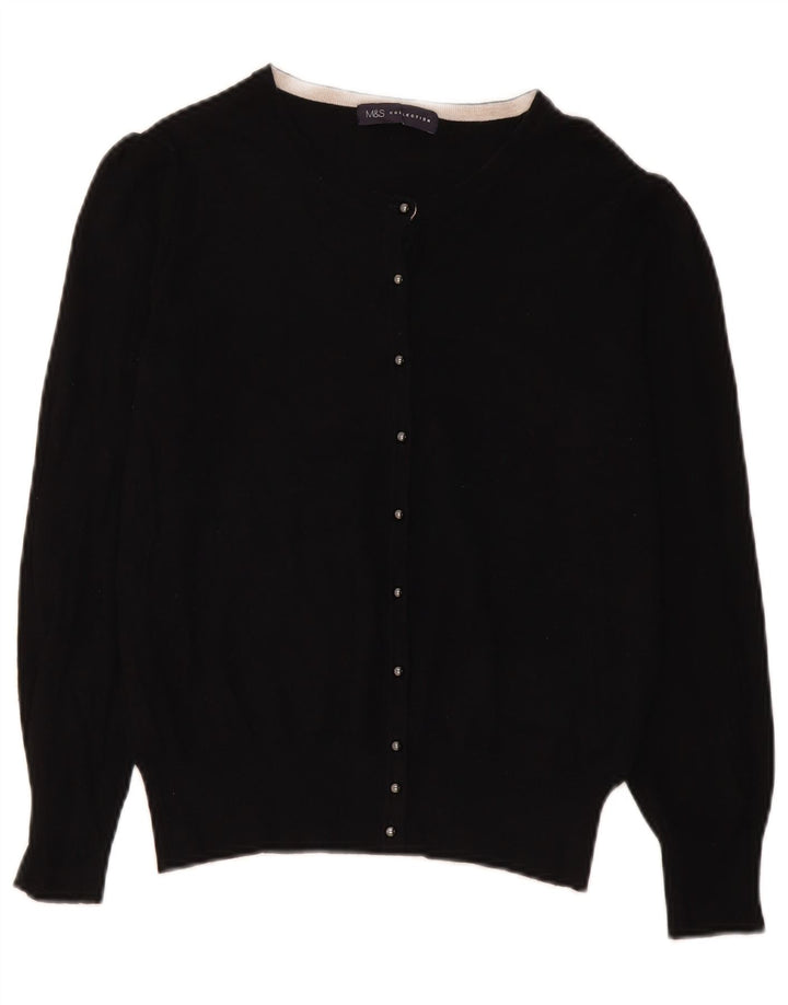 Marks & Spencer Suéter tipo cárdigan para mujer UK 44 Viscosa negra mediana