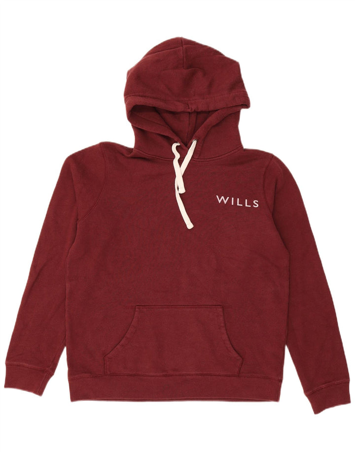 JACK WILLS Jersey con capucha gráfico para mujer Reino Unido 12 Algodón burdeos mediano