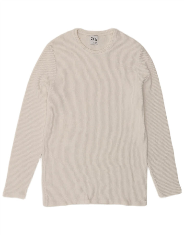 Zara Hombre Top Manga Larga Medio Blanco Algodón