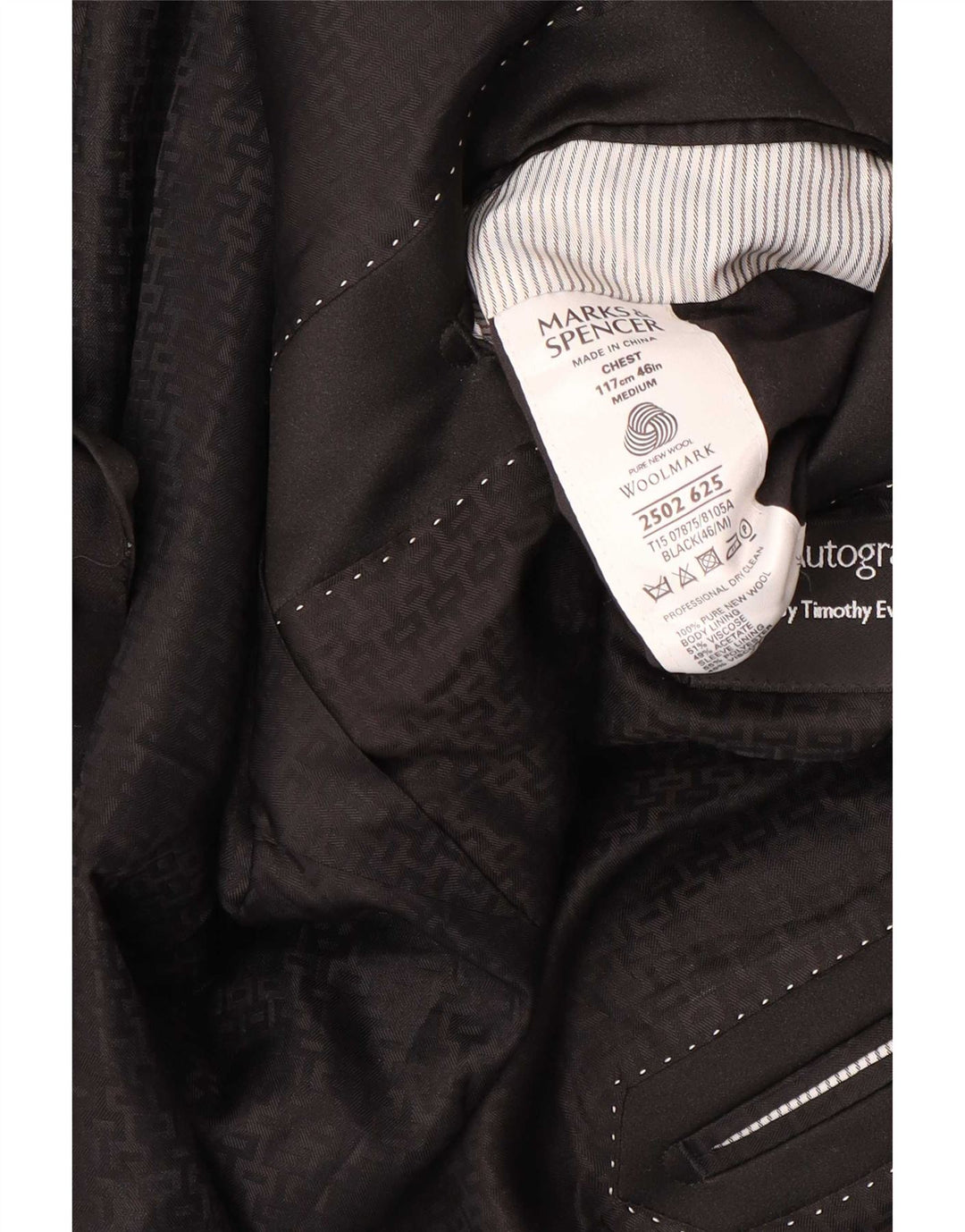 Marks & Spencer Chaqueta tipo blazer con 1 botón para hombre UK 46 XL Lana virgen negra