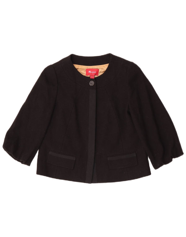 Monsoon Chaqueta Bolero de Manga 3/4 para Mujer UK 40 Small Lana Negra
