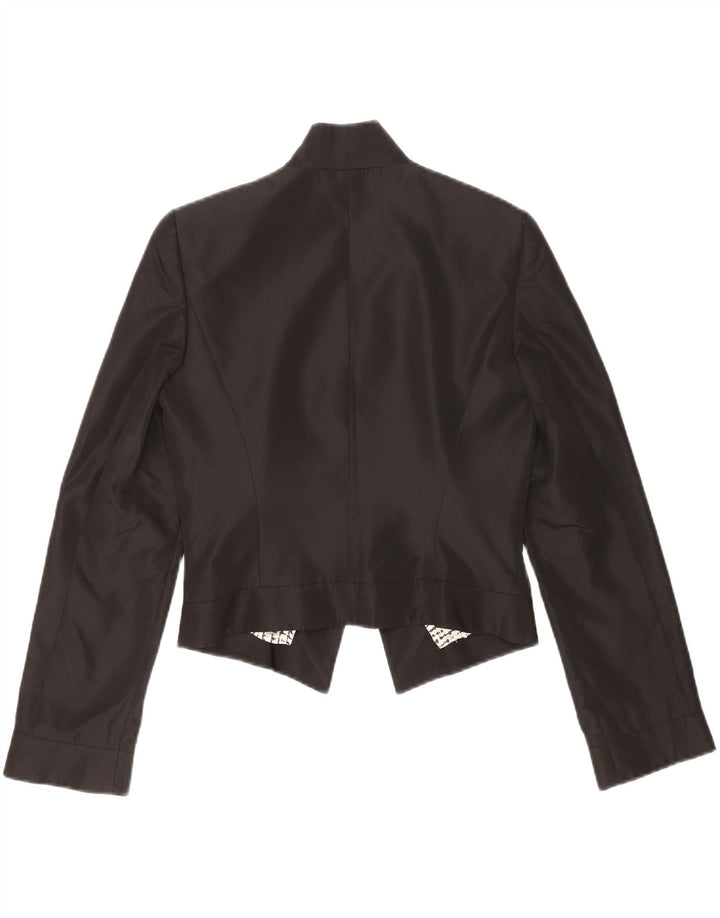 Gianfranco Ferre Chaqueta tipo blazer abierta para mujer UK 10 Small Acetato negro