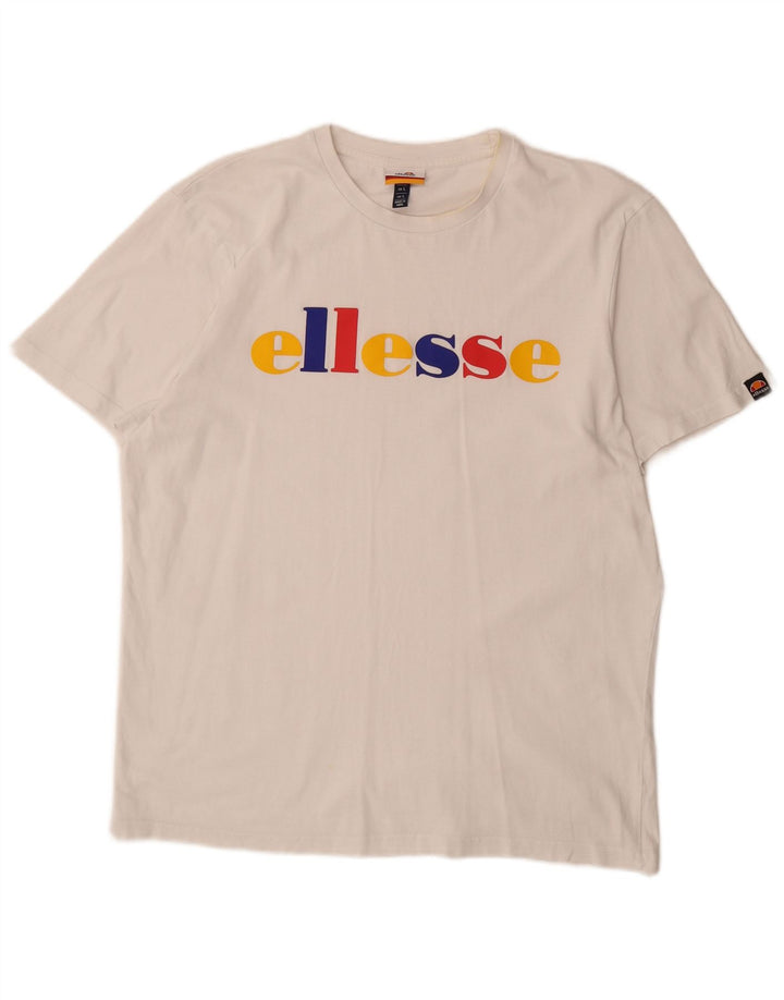 ELLESSE Camiseta gráfica para hombre Top grande blanco