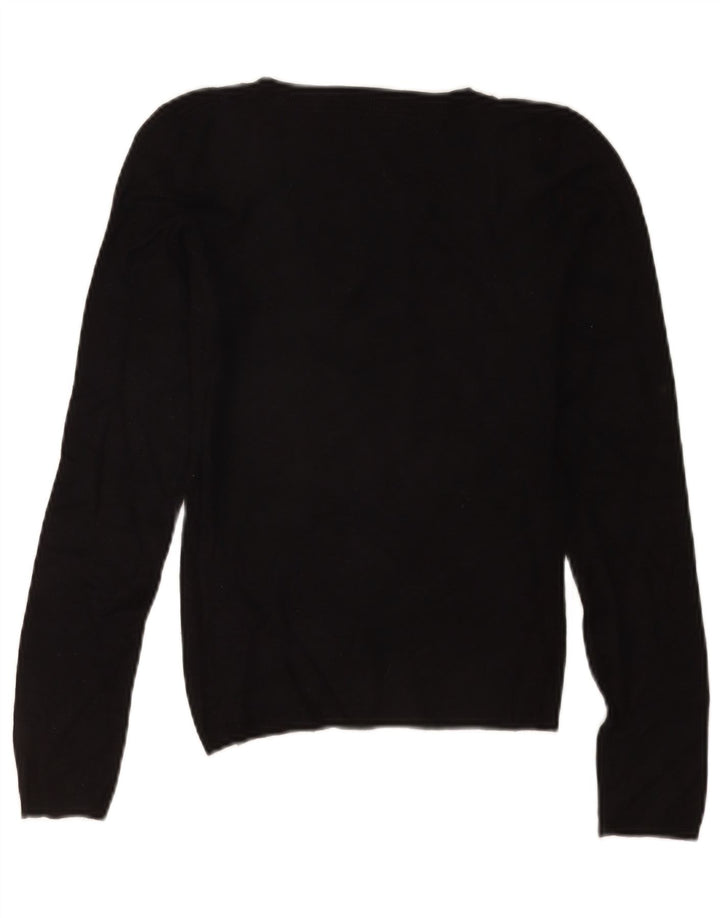 Zara - Jersey con cuello en V para mujer, talla 8, talla pequeña, rayón negro