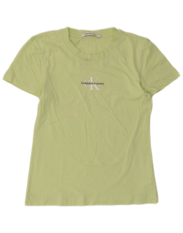 Calvin Klein Jeans Camiseta gráfica para mujer Top UK 12 Algodón verde medio