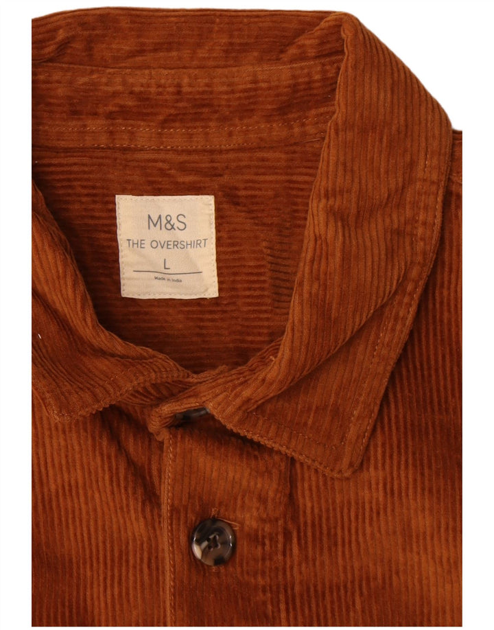 Marks & Spencer - Camisa de pana para hombre, talla grande, algodón marrón
