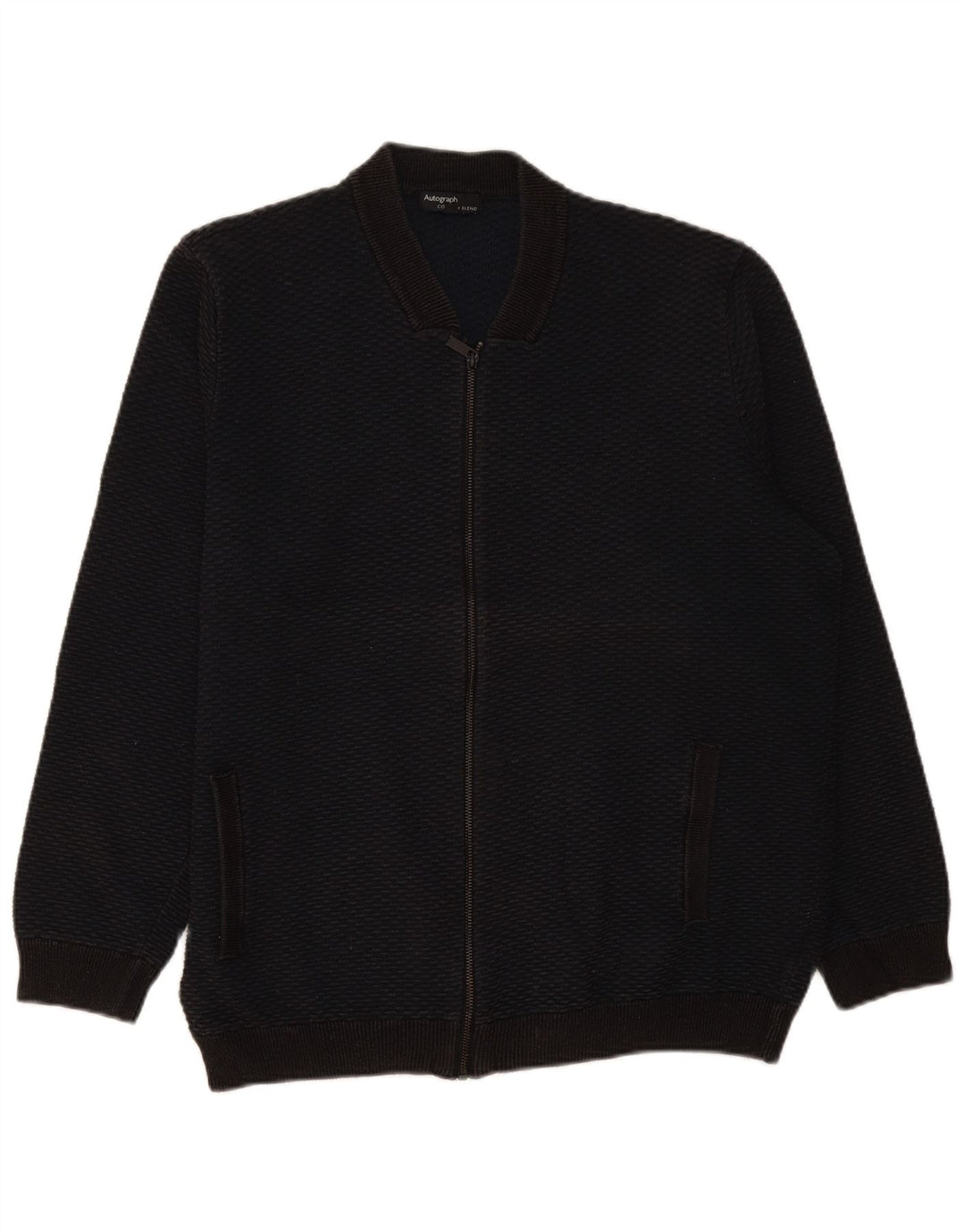 Marks & Spencer - Cárdigan con cremallera completa para hombre, talla 2XL, algodón negro