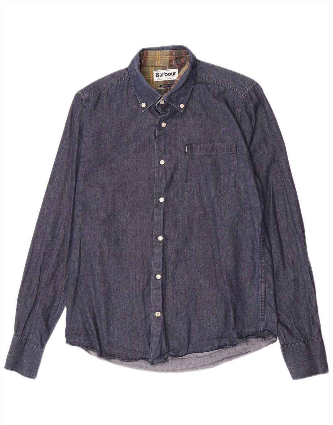 Barbour Hombre Camisa Vaquera Entallada Pequeña Algodón Azul Marino