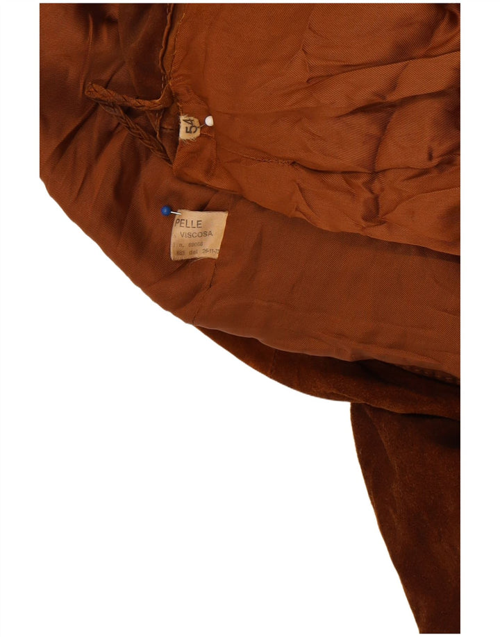 Chaqueta de ante vintage para hombre IT 54 2XL cuero marrón