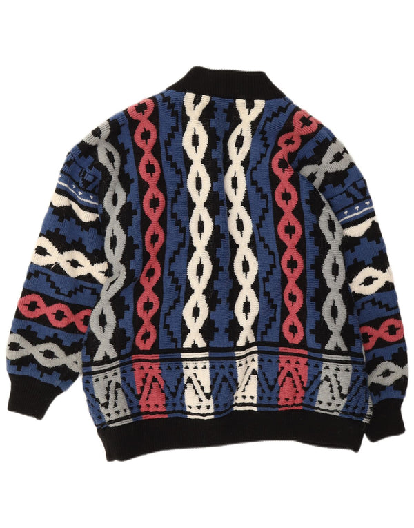 Vintage mujer abierto cardigan suéter EU 44/46 XL multicolor geométrico