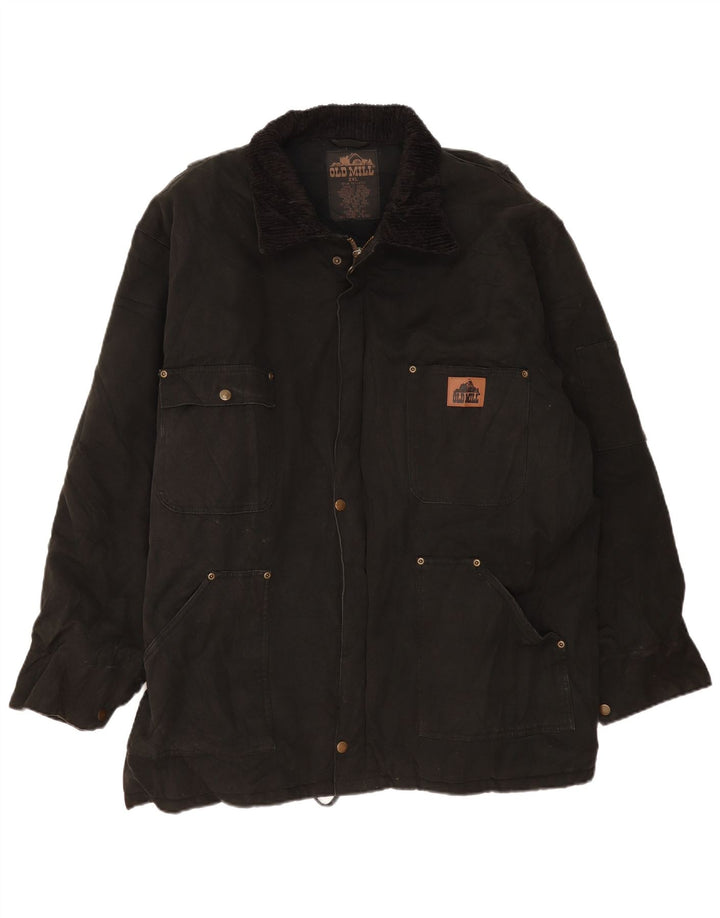 Old Mill Chaqueta cortavientos para hombre UK 44 2XL Algodón negro