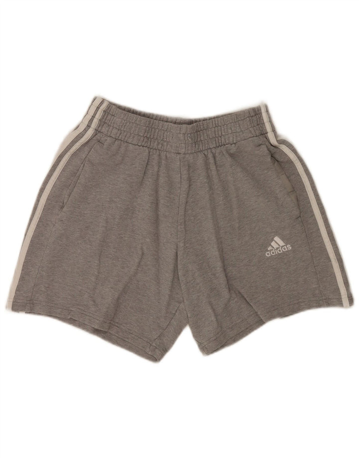 Pantalones cortos deportivos Adidas para hombre de algodón moteado gris medio