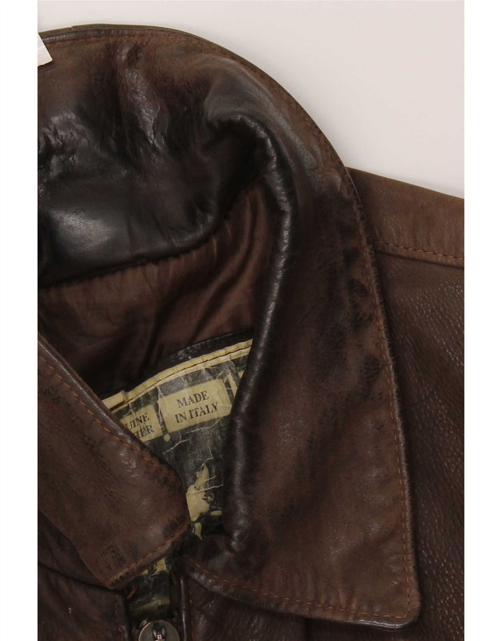 Vintage hombres chaqueta de cuero Reino Unido 36 pequeño marrón