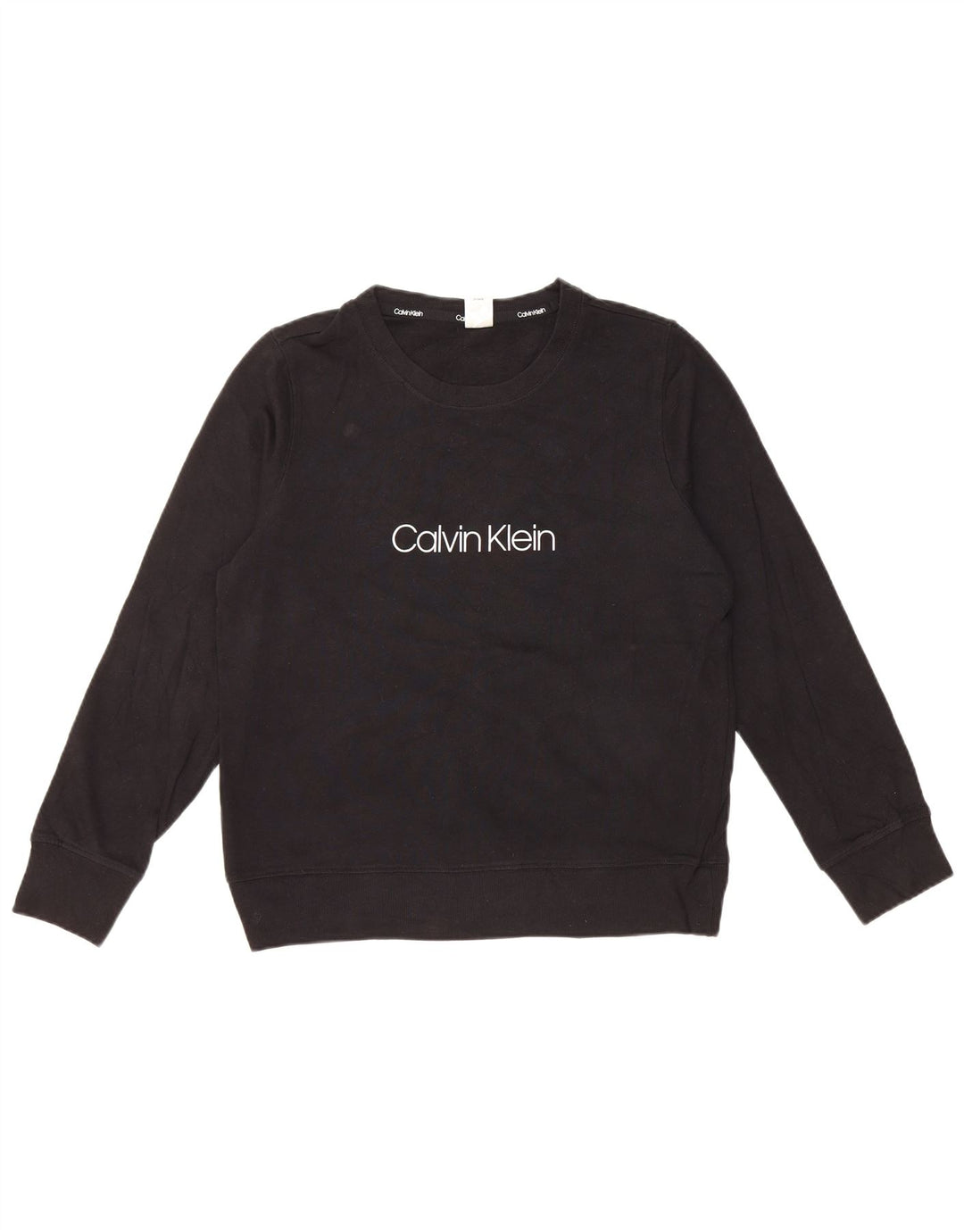 CALVIN KLEIN Sudadera gráfica para mujer Jersey UK 44 Mediano Algodón negro