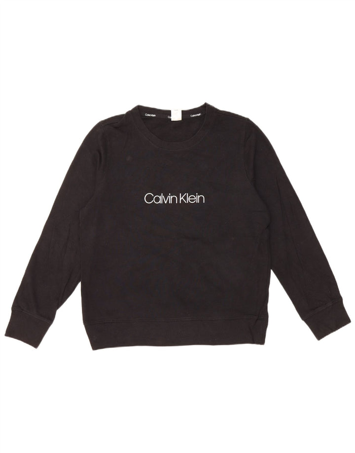 CALVIN KLEIN Sudadera gráfica para mujer Jersey UK 44 Mediano Algodón negro