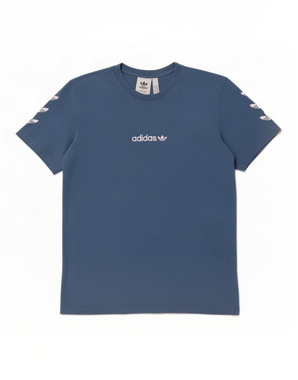 Adidas Hombre Camiseta Gráfica Top Algodón Azul Medio
