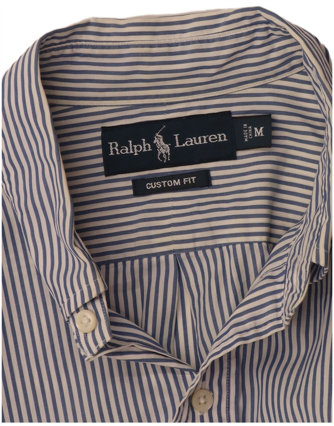 RALPH LAUREN Camisa personalizada para hombre Algodón a rayas azul medio