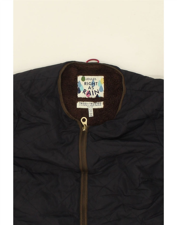 JOULES Womens Quilted Jacket UK 10 Small  Navy Blue Polyester Vintage Joules and Second-Hand Joules from Messina Hembry 