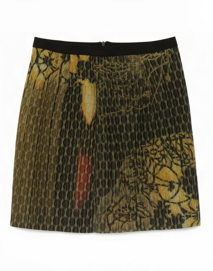 Vintage mujer patrón abstracto mini falda mediana W28 multicolor