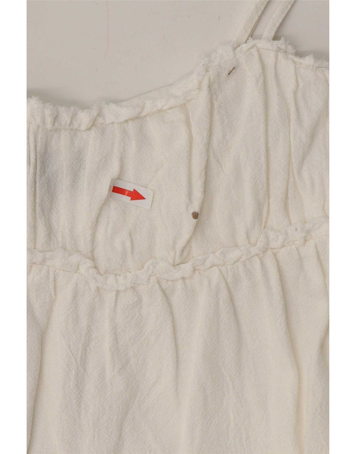 Zara Mujer Vestido De Verano Reino Unido 42 Medio Algodón Blanco