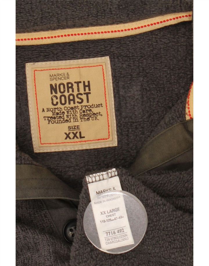 Marks & Spencer - Sudadera con cuello y botones para hombre, talla 2XL, poliéster gris